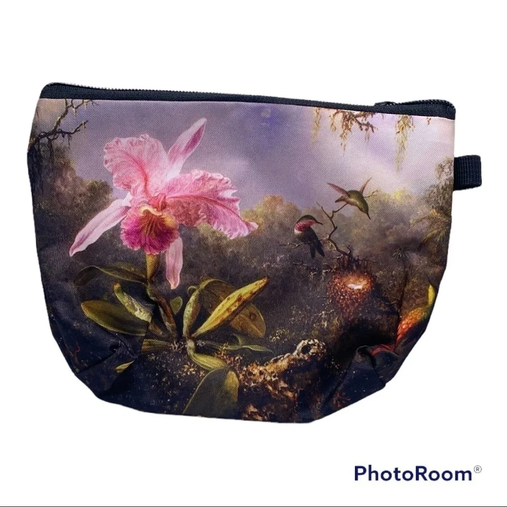 Pink Lily & Hummingbird Cosmetic Bag.